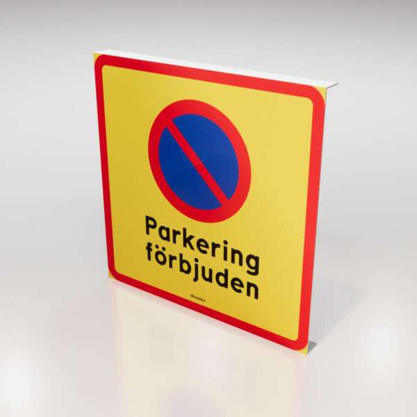 Förbudsskylt med texten 'Parkering förbjuden och symbol för 'Parkering förbjuden för effektiv identifiering