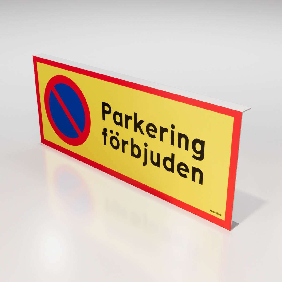 Förbudsskylt med texten 'Parkering förbjuden och symbol för 'Parkering förbjuden för effektiv identifiering